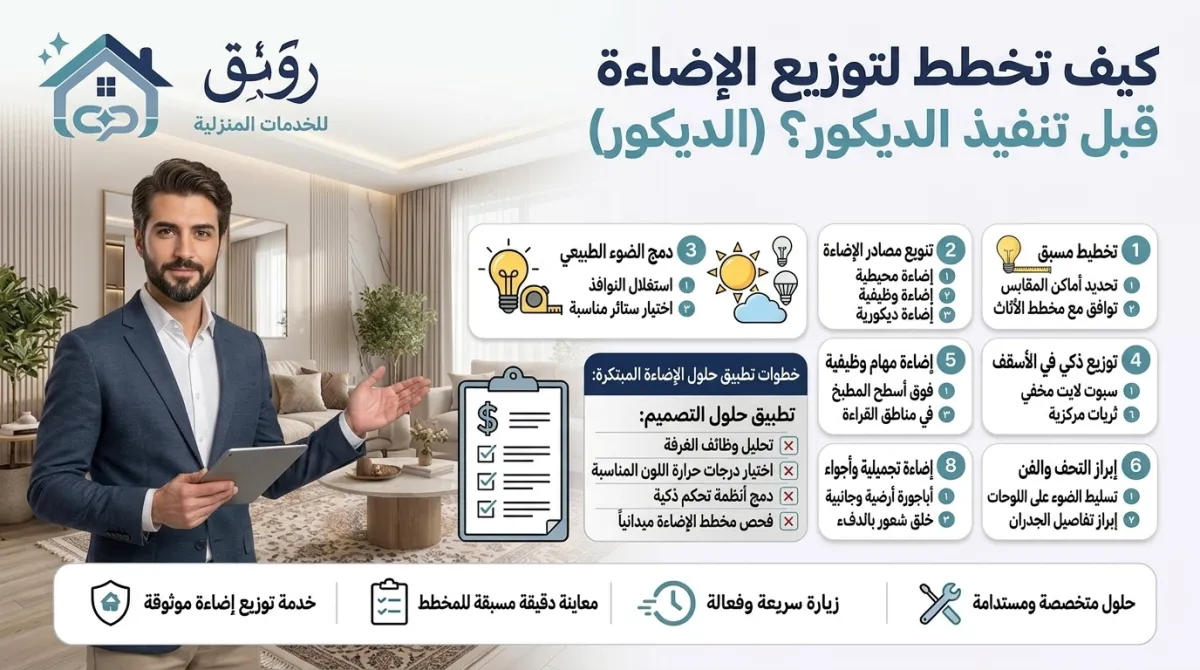 كيف تخطط لتوزيع الإضاءة قبل تنفيذ الديكور؟