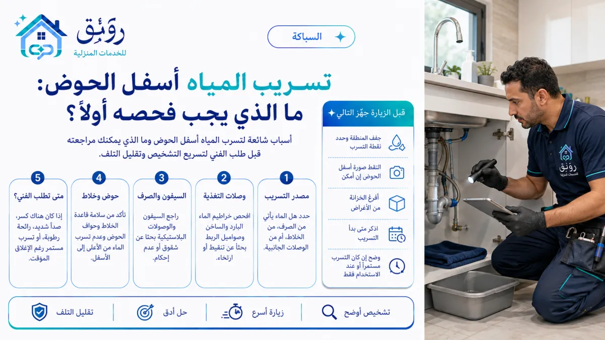 تسريب المياه أسفل الحوض: ما الذي يجب فحصه أولًا؟