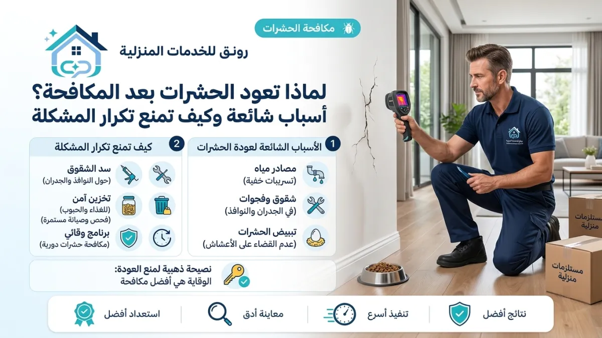 لماذا تعود الحشرات بعد المكافحة؟ أسباب شائعة وكيف تمنع تكرار المشكلة