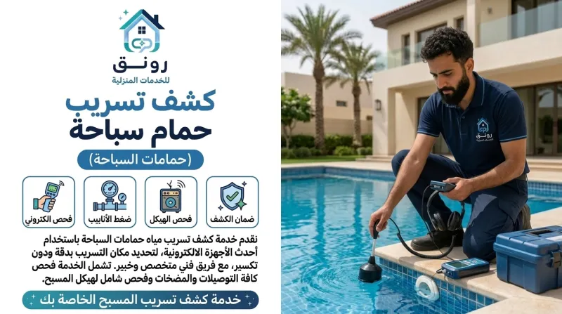 كشف تسريب حمام سباحة