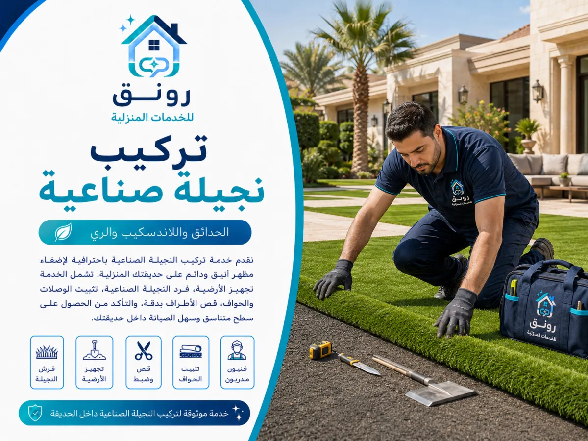 تركيب نجيلة صناعية