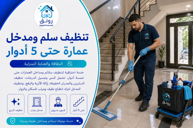 تنظيف سلم ومدخل عمارة حتى 5 أدوار