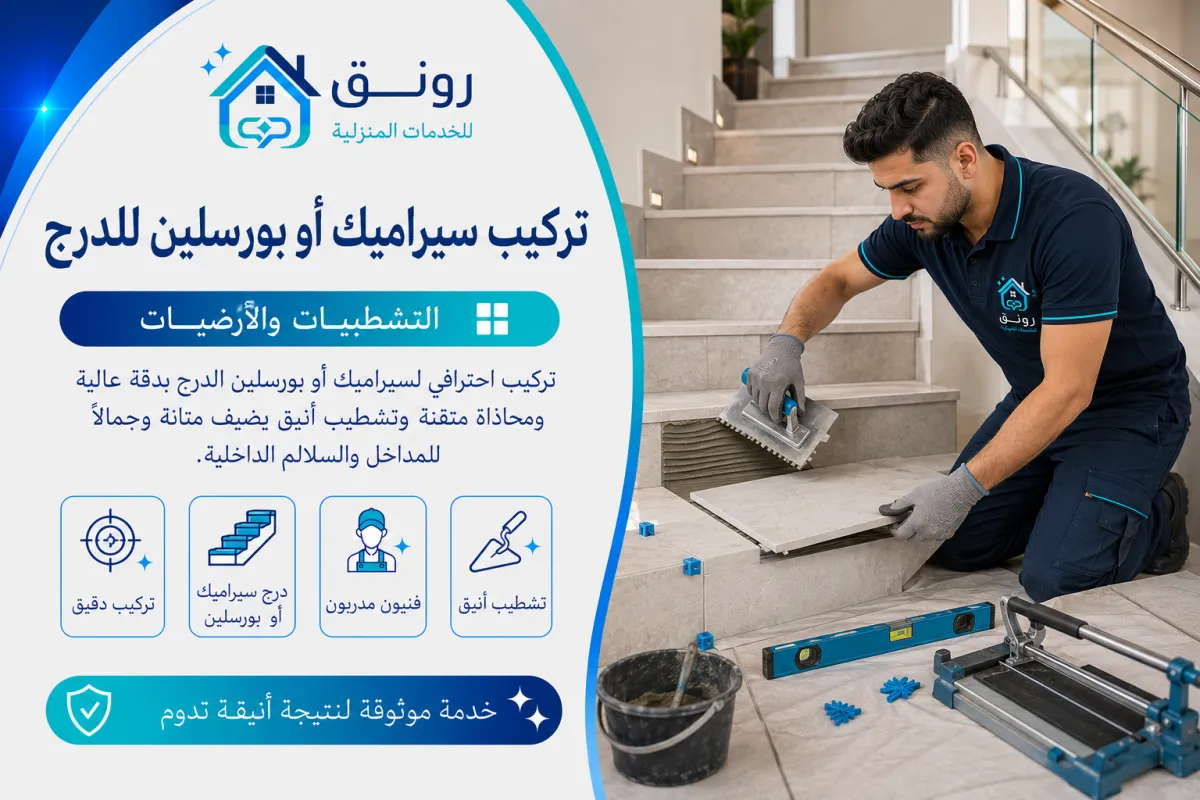 تركيب سيراميك أو بورسلين للدرج