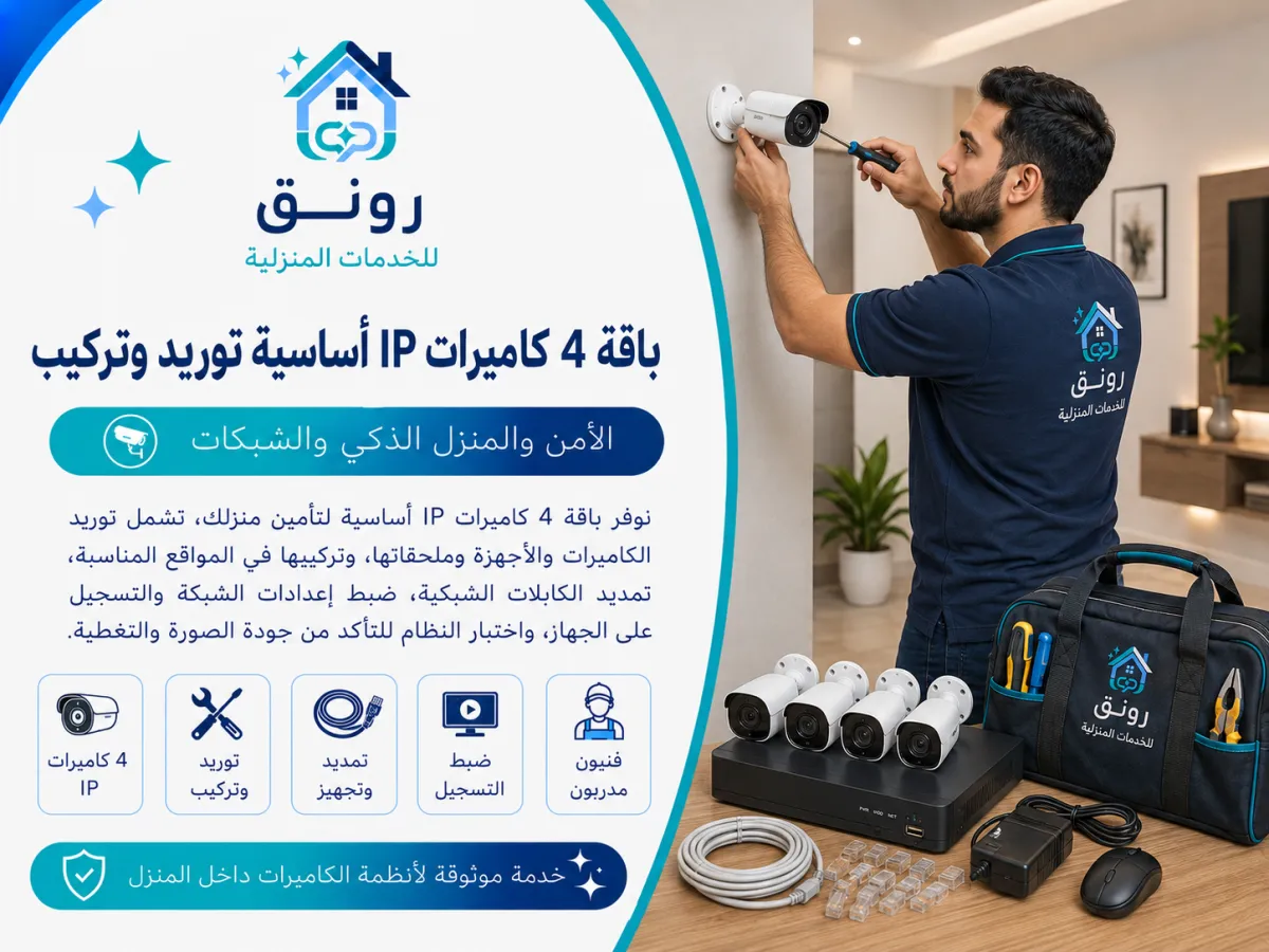 باقة 4 كاميرات IP أساسية توريد وتركيب - مصطفى النحاس